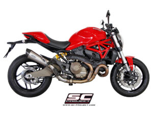 DUCATI&nbsp;MONSTER 821 (2014 – 2017)<br>Silenciador Conic, Titanio, con tapa de fibra de carbono