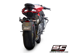 MV AGUSTA BRUTALE 1000 RR – Serie Oro (2019-2021)<br>Silenciador S1, Titanio, con tapa de fibra de carbono