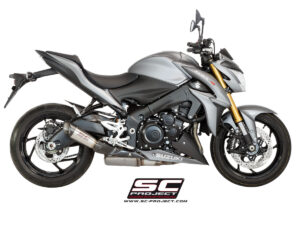 SUZUKI GSX-S 1000 (2017- 2020) – F<br>Silenciador S1, Acero Inoxidable, con tapa de fibra de carbono